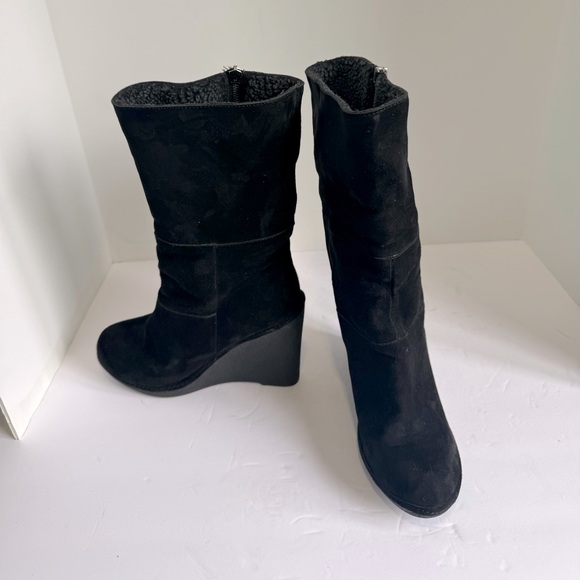Lovely People black nubuck boots on a comfortable wedge. Size 9 - Picture 3 of 13
